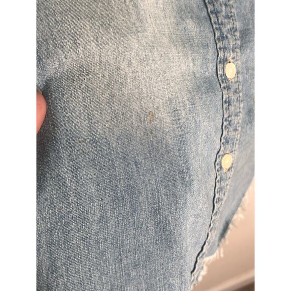 Etienne Marcel Embroidered Floral Button-Up Denim Shirt Blue Women's Size Small - Picture 7 of 13